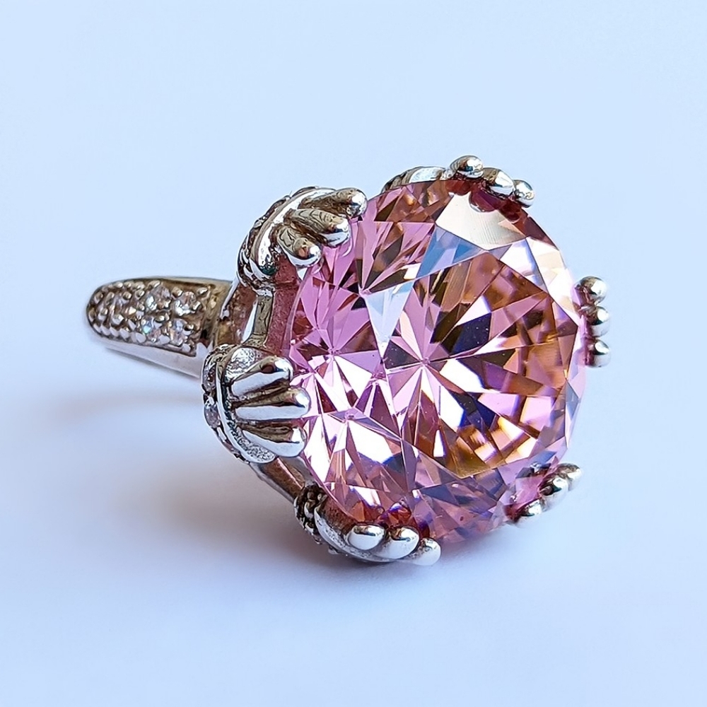 New huge sterling silver pink gemstone ring 925 - Picture 1 of 7